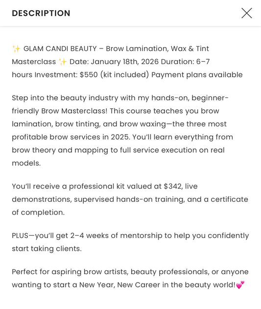 (ATL) BROW LAMINATION & TINT TRAINING